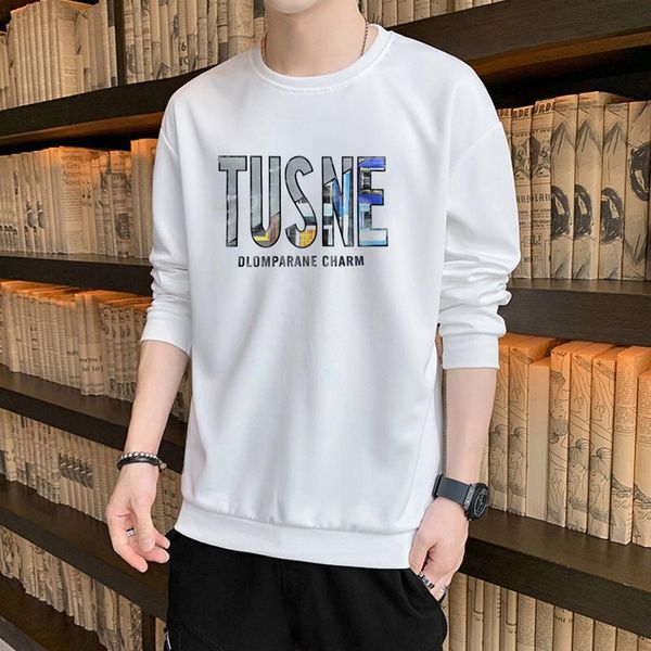 

mens sweater autumn men's sweater round neck pullover trend simple leisure long sleeve sportswear hoodless spring and style, Black