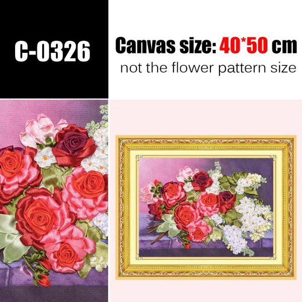 

ribbon painting, red flower pattern, embroider handwork needlework cross stitch embroidery set sewing craft home decoration other arts and c