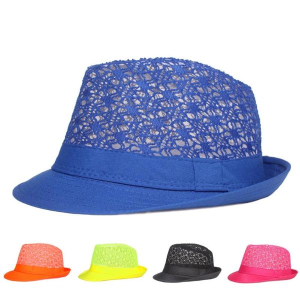 

wide brim hats women men casual mesh trilby fedoras panama jazz hat sun summer bowler cap, Blue;gray