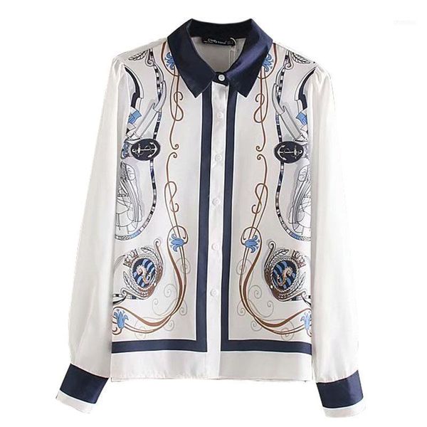 

womens and blouses fashion print long sleeve shirt women loose casual vintage shirts female spring plus size blouse1, White