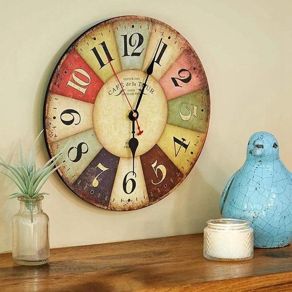 

wall clocks retro mdf wooden clock vintage rustic farmhouse decorative home office living room decoration reloj de pared