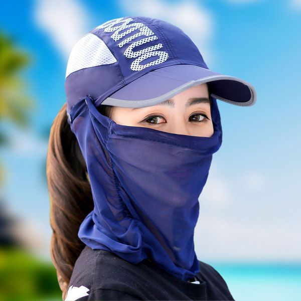 

sun hat foldable sun hat female summer sunshade sunscreen cycling outdoor fishing ultraviolet veil detachable baseball cap male, Blue;gray