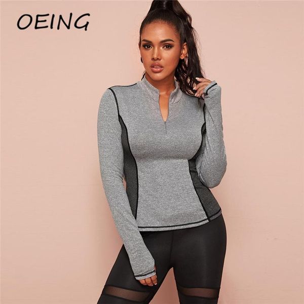 

yoga outfit gym workout breathable long sleeve fitness professional clothes for women zip up tights jogging shirts
