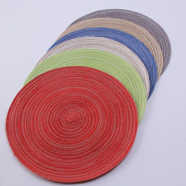 

mats & pads 18/30/38cm round weaving placemat dining table pad, heat resistant kitchen anti-skid mat handmade coasters