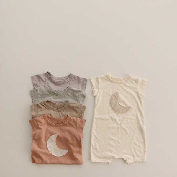

8007 twins clothes soft moon pattern baby boy 2 pieces suit or baby girl bodysuit summer new 2021 baby casual clothes outfits y0909, White