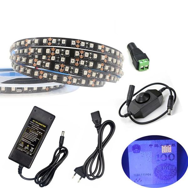 

strips dc 12v uv led waterproof flexible strip light+dimmer power smd 3528 60/120 leds/m ultraviolet ribbon purple tape long life lamp