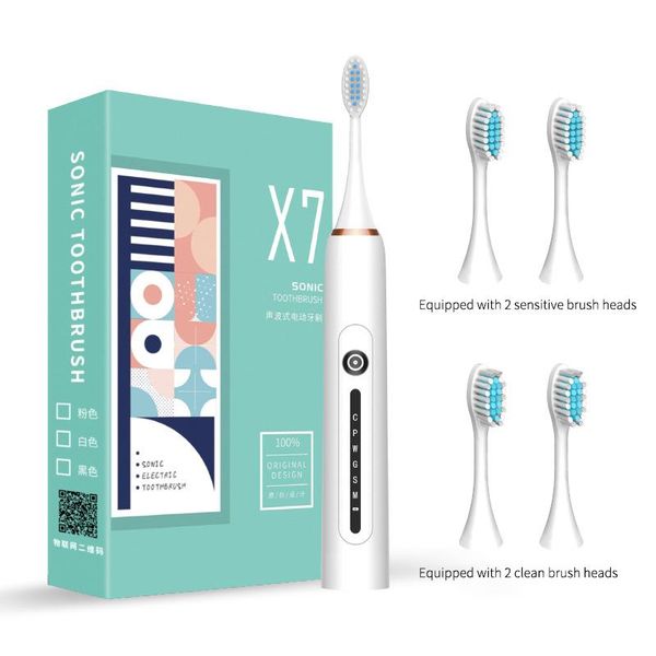 

electric toothbrush 6 modes sonic teeth cleaning waterproof adults kids with replacement brush heads usb rechargeable smart
