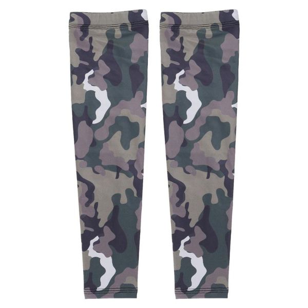 

camouflage ice silk cuff arm guard sleeves outdoor riding fishing sun uv protection elbow & knee pads, Black;gray
