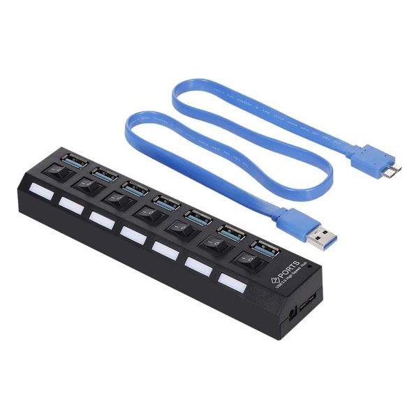 

hubs 7-port usb 3.0 hub splitter 7 ports expander with switch for pc