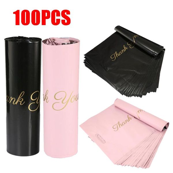 

storage bags 100pcs plastic thank you printed hand courier bag self seal waterproof mailer pouches postal packaging