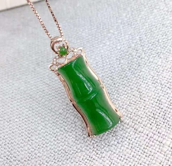 

lockets 18k gold inlaid jasper bamboo pendantj67#, Silver