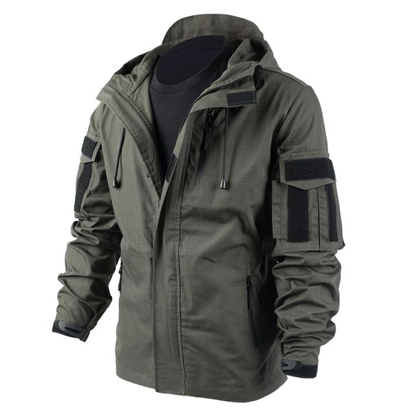 Männer Outdoor Taktische Jacke Jagd Mantel Mit Kapuze Kampf Uniform Militärische Taktische Ausrüstung für Airsoft Paintball Spiel 210819