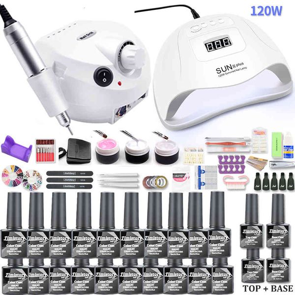 

nail dryers gel polish set 35000rpm drill machine kit with 120w uv led lamp manicure tools art builder tv18