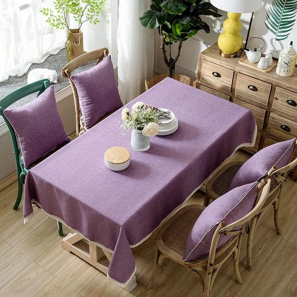 

table cloth solid cotton linen thick rectangular lace covers simple modern protector home wedding banquet decoration