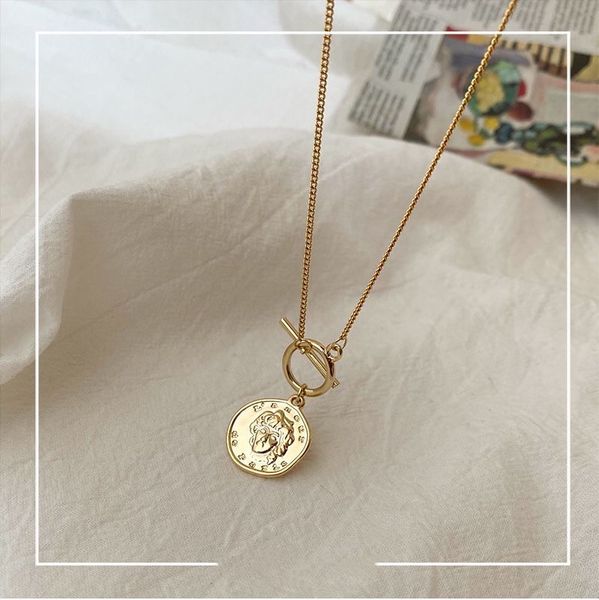 

abstract face round brand necklace women's autumn and winter sweater chain 2021 new fashion long ins hip-hop clavicle accessories, Silver