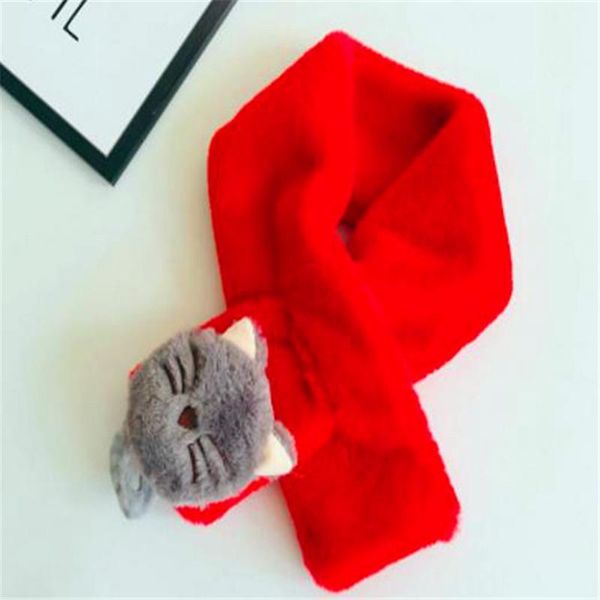 

scarves & wraps children's cartoon fluffy scarf girls fall and winter tail maomao cat collar men women baby han edition t48, Red;brown