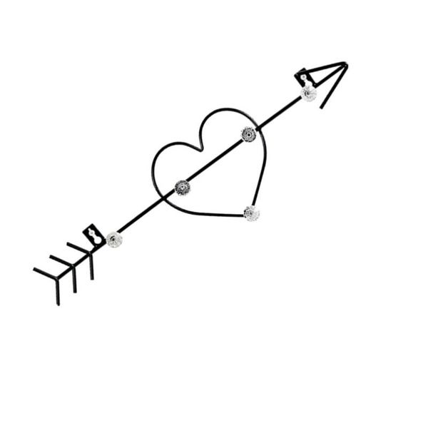 

1pc iron art wall hook hanger door entrance coat hat key hangers for home (single heart arrow black with nail) hooks & rails