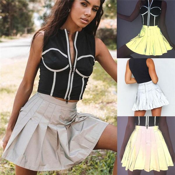 

skirts women girl pleated school skirt high waist short mini plaid, Black