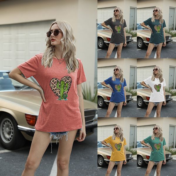 

summer t shirt sweetyros cactus print short sleeve, White