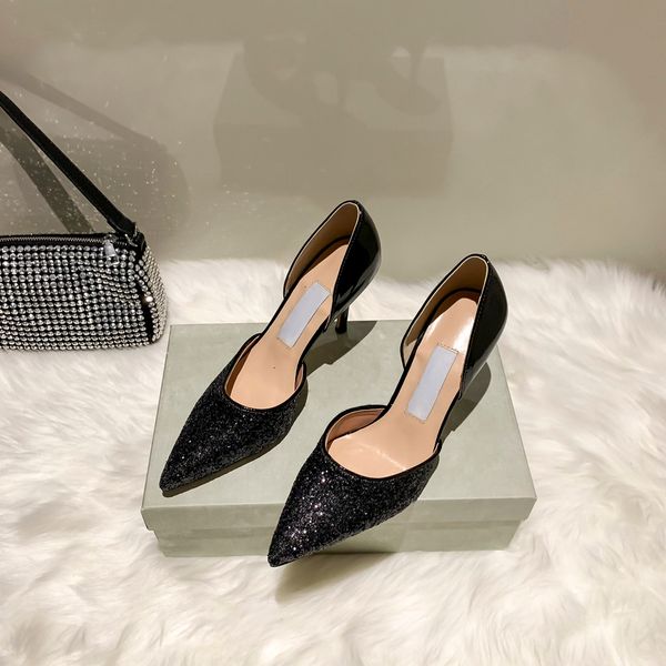 

women's sandals fashion wedding party on luxury brand design high-heel, Black
