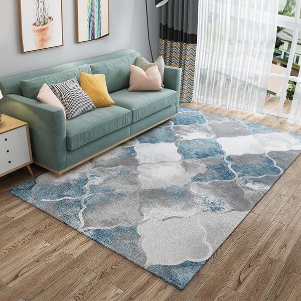 

carpets blue vintage geometry carpet nordic style rug for living room bedroom modern anti-skid floor home soft mat study