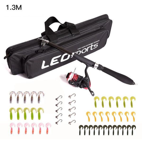 

rod reel combo leo sea fishing spinning fishhooks soft lure with travel bag set for outdoor