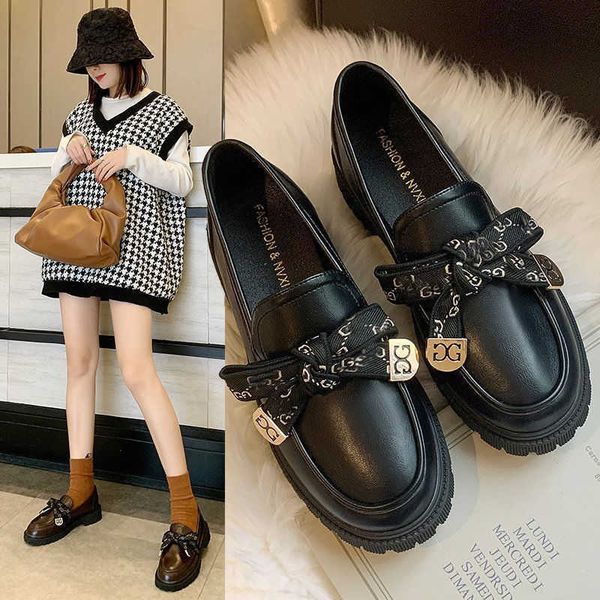 

soft bottom pea sho style small leather women british thick soled single one foot pedal lefu
