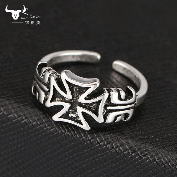 

party favor chrome/hearts rings cross thai silver 925 sterling silver opening male and female personalized index finger