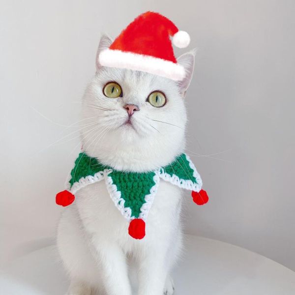 

cat costumes christmas decoration hand-knitted five-pointed star adjustable and dog wool knitted bib collar accessories
