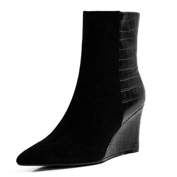 

boots asumer genuine leather elegant dress women winter lady shoes, Black