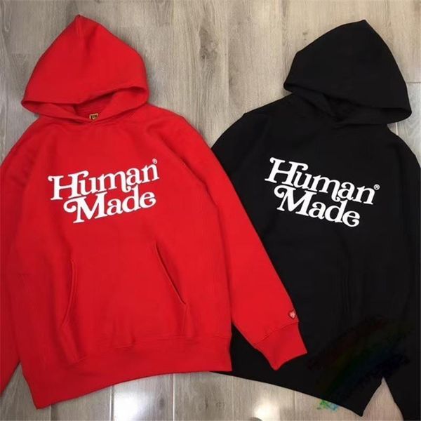 

men's hoodies & sweatshirts human made letter printing hoodie men women 1:1 black red streetwear pullovers