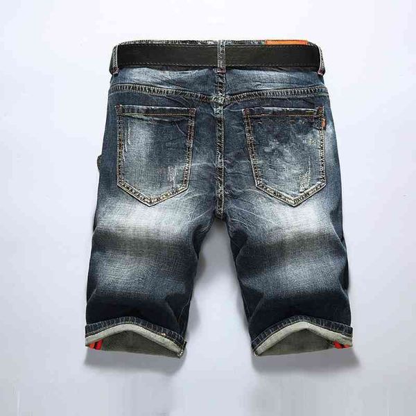 

men's jeans fashion moustache effect short pants loose denim shorts men europe straight designer jeans1 l0au, Blue
