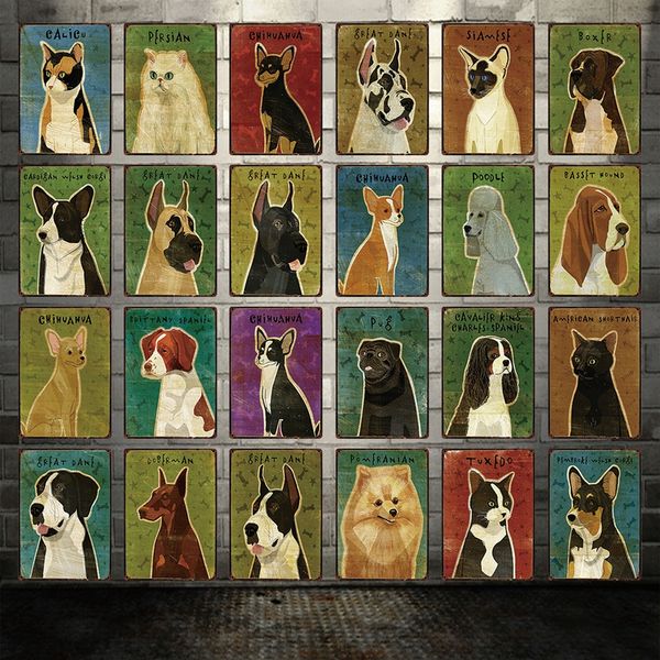 

dog and cat metal sign tin poster home decor bar wall art painting 20*30 cm size dy51