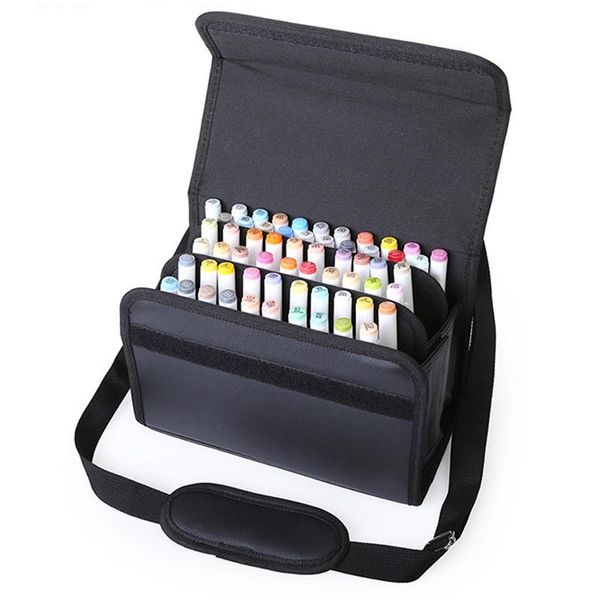

60 holes marker storage bag pu leather student kids portable marker case art pencil bag for painting supplies