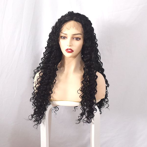 

lace chemical fiber front fashion small curly wig head cover, Black;brown