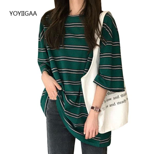 

women's t-shirt summer fashion woman t-shirts striped short sleeve women tshirt loose tee oversized casual female t shirt harajuku tsh, White