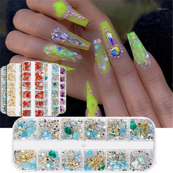 

grid multi-size nail rhinestones 3d crystal ab clear stones gems pearl diy art decorations gold silver rivet rhines1, Silver;gold