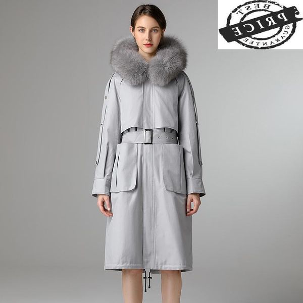 

women's fur & faux winter clothes women coat 2022 natural collar hooded rex female warm long woman parkas 211a, Black