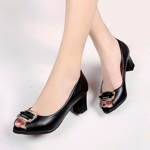 

dress shoes open toe pump patent leather women high heels ol office lady crystal wedding ladies zapatos mujer 8124c, Black