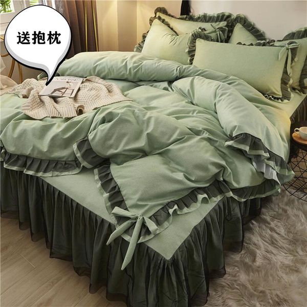 

four piece all cotton nordic bed sheet single princess style large size net red same bedding