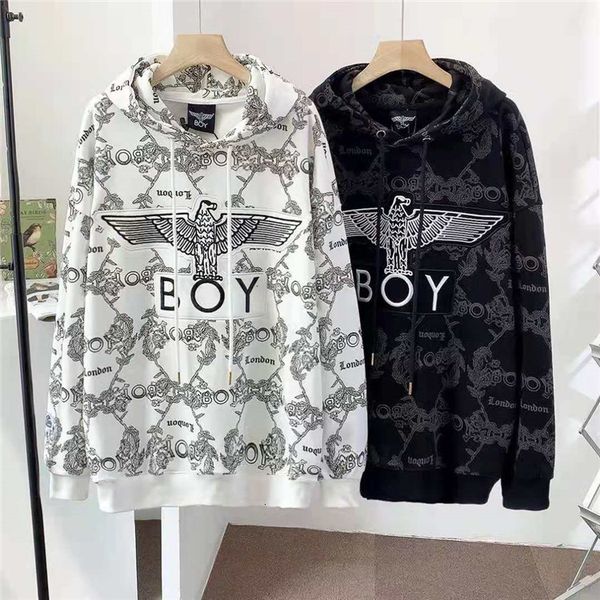 

hoodies bo family's autumn casual printed hooded sweater for men, Black