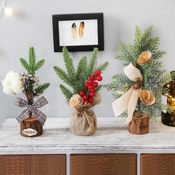 

christmas decorations 3 pieces mini artificial tree with ornaments,10inch tall pine for decoration,table