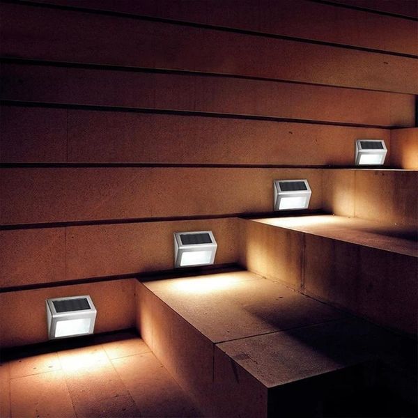 

outdoor wall lamps 1-8pcs solar light garden pathway stairs lamp waterproof stainless steel energy saving led