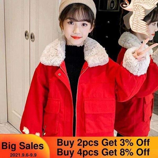 2021 зимняя детская верхняя одежда одежда девочка куртка утолщение ветрозащитный теплый большой красный пальто детей Parkas детская одежда H0909