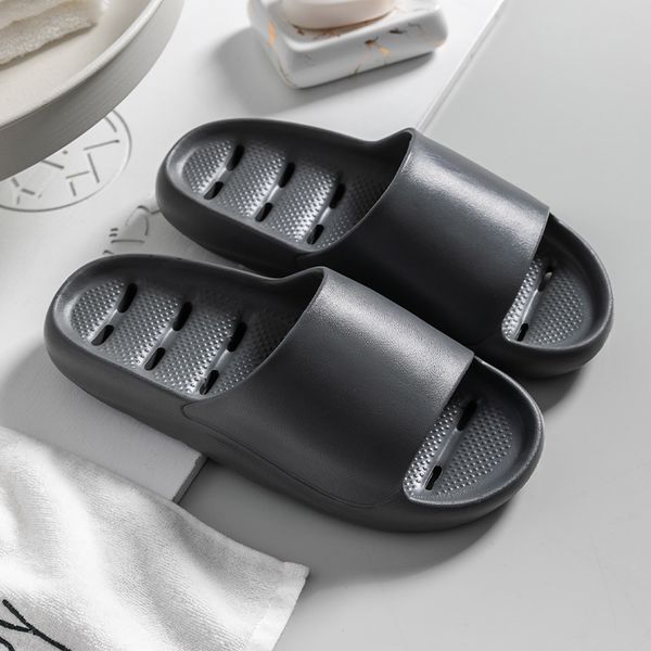 

men women slippers summer flip flop shoes quick dry bathroom fashion non-slip flat platform solid indoor casual house slides, Black
