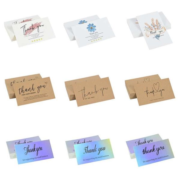 

greeting cards 50pcs thank you for supporting my small business postcard customer shopping gift diy crafts decoration papercard