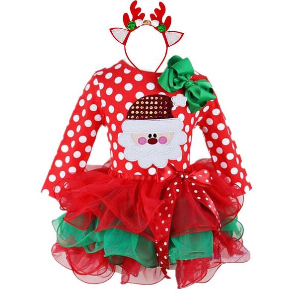 

girl's dresses santa claus girls xmas party dress kids christmas years girl vestido fancy long sleeves red, Red;yellow