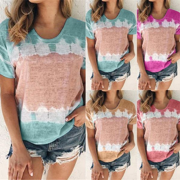 

color stripe t-shirt women casual o-neck short sleeve print camiseta harajuku ropa mujer women's, White