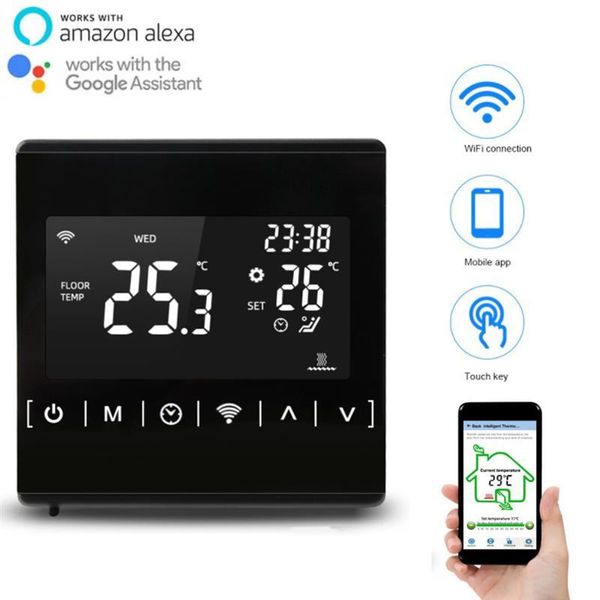 

smart home control touch thermostat wifi wireless electric floor heating water gas boiler temperature remote controller voice