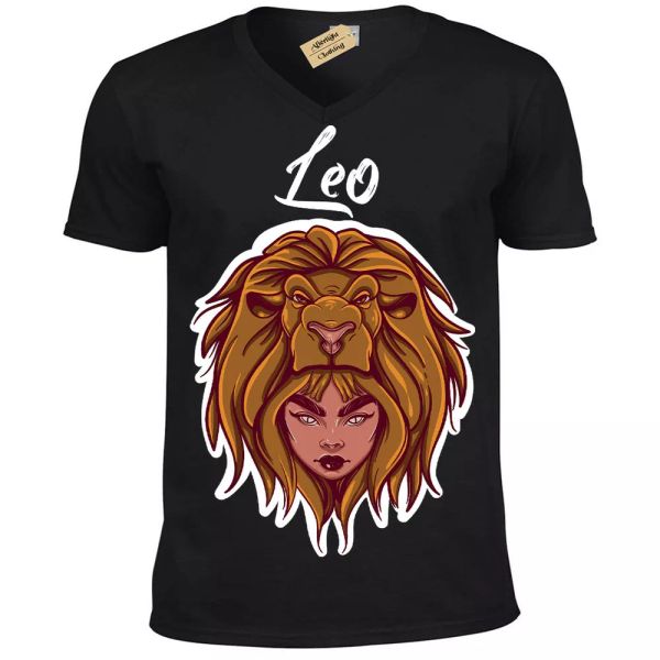 

leo camiseta estrella letrero horÃ³scopo hombre cuello en v, White;black